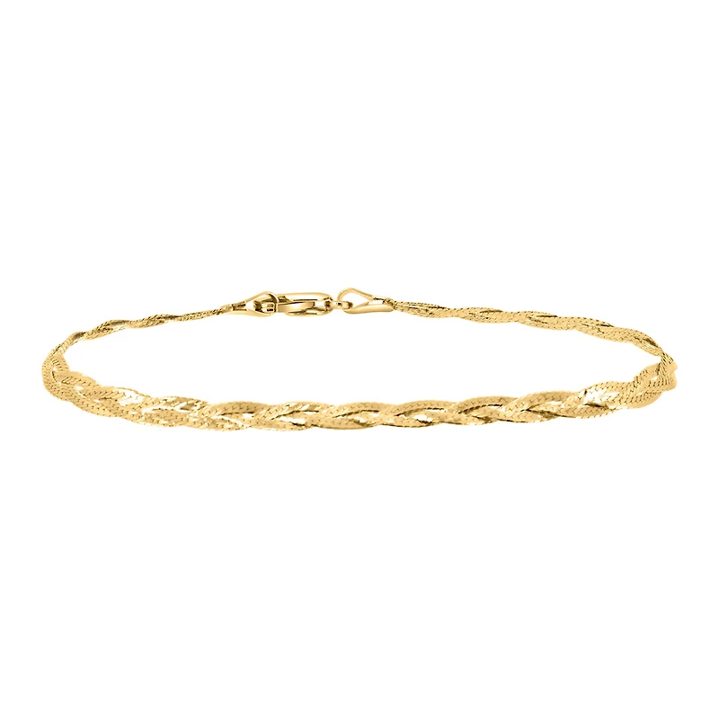 6.5″ Braided Herringbone Bracelet in 10kt Yellow Gold