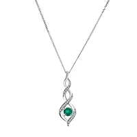 Pendant with Emerald and .05 Carat TW of Diamonds in 10kt White Gold