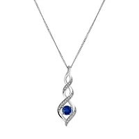 Pendant with Blue Sapphire and .05 Carat TW of Diamonds in 10kt White Gold