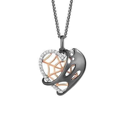 Marvel Spider-Man Venom Pendant with .10 Carat TW of Diamonds in Rose Gold Plated Silver with Chain