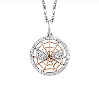 Marvel Spider-Man Pendant with .20 Carat TW of Diamonds in Rose Gold Plated Silver with Chain