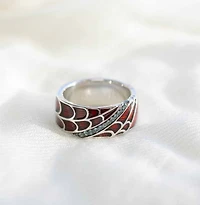 Marvel Spider-Man Ring with London Blue Topaz and Red Enamel in Silver