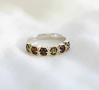 Marvel Infinity Gauntlet Ring with Genuine Gemstones and .05 Carat TW of Diamonds in Yellow Gold Plated Silver