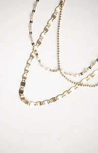 Triple Stacking Chain with Beaded, Rolo and Tinsel Links in 10kt Yellow Gold