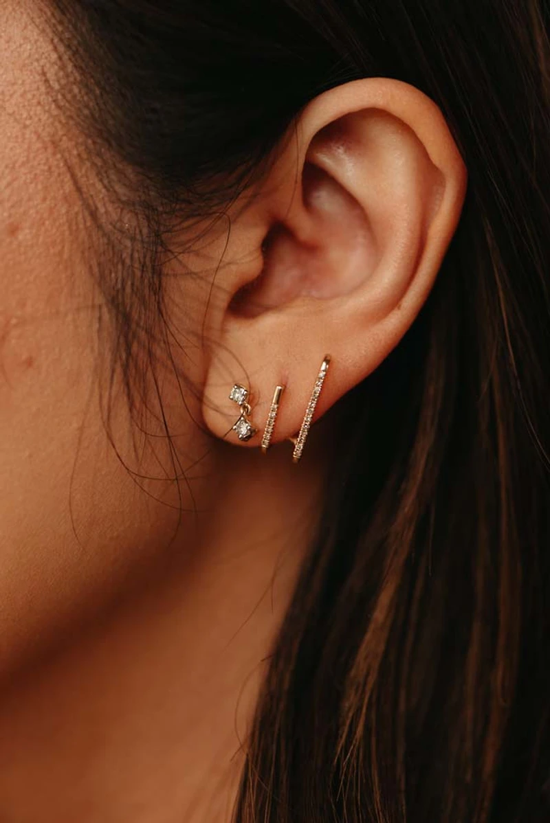 Double Bar Earrings with .15 Carat TW of Diamond in 10kt Yellow Gold