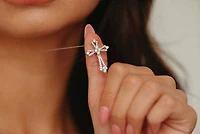 Cross Pendant with 1.00 Carat TW of Diamonds in 10kt White Gold with Chain