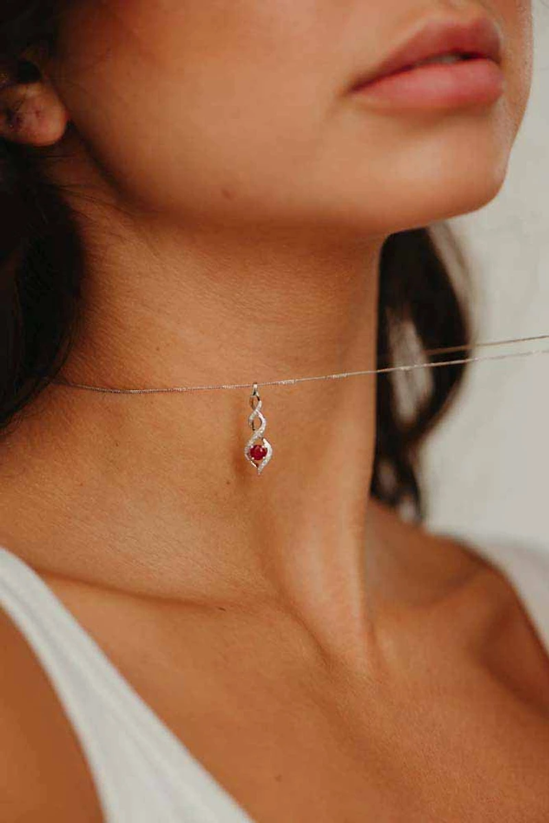 Pendant with Ruby and .05 Carat TW of Diamonds in 10kt White Gold