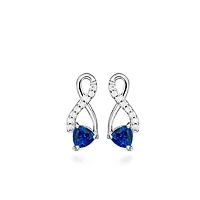 Infinity Earrings with Created Blue Sapphire and Cubic Zirconia in Sterling Silver