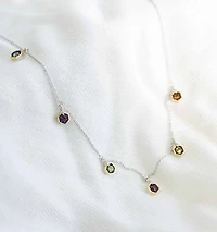 Marvel Infinity Gauntlet Necklace with Genuine Gemstones and .07 Carat TW of Diamonds in Yellow Gold Plated Silver