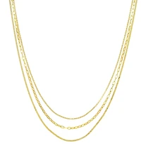 Triple Stacking Chain with Rolo, Paperclip and Curb Links in 14kt Yellow Gold