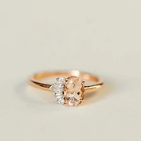 Ring with 7X5MM Oval Morganite and .20 Carat TW of Diamonds in 14kt Rose Gold