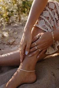 9″+1″ Anklet with Pearls in 10kt Yellow Gold