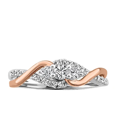 Engagement Ring with .33 Carat TW of Diamonds in 14kt White and Rose Gold
