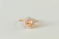 Ring with 7MM Morganite and .40 Carat TW of Diamonds in 14kt Rose Gold