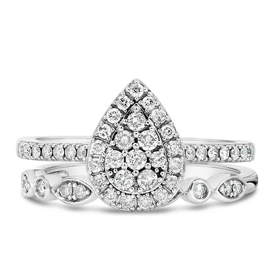 Halo Bridal Set with .50 Carat TW of Diamonds in 10kt White Gold