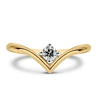 Chevron Solitaire Ring with .15 Carat Diamond in 10kt Yellow Gold