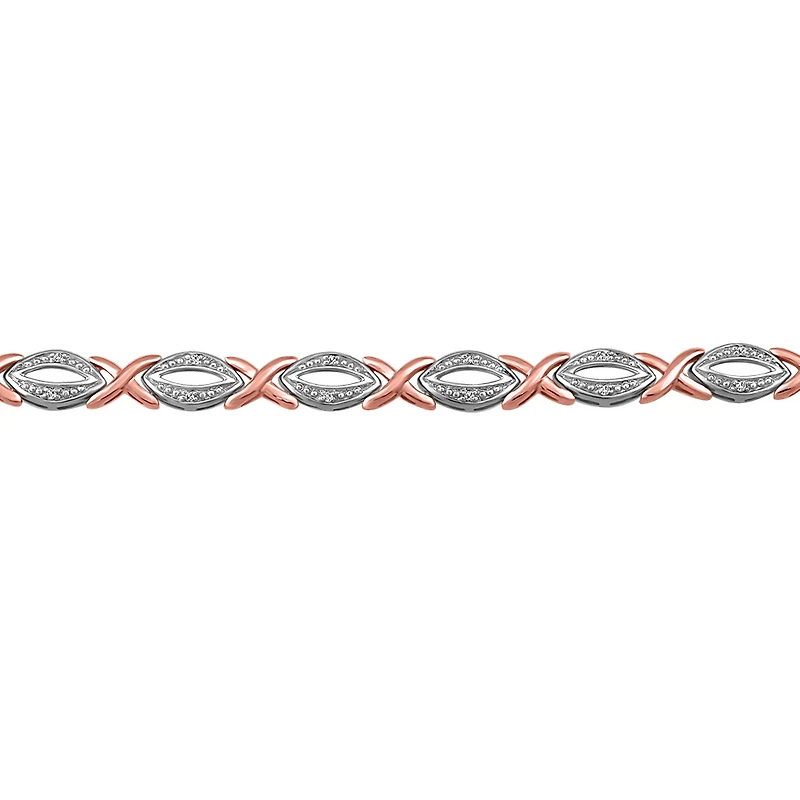 Tennis Bracelet with .10 Carat TW of Diamonds in 10kt White and Rose Gold