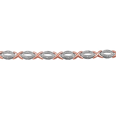 Tennis Bracelet with .10 Carat TW of Diamonds in 10kt White and Rose Gold