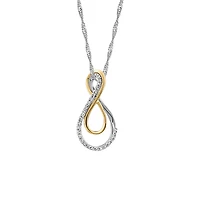 Infinity Pendant with .16 Carat TW of Diamonds in 10kt White and Yellow Gold with Chain