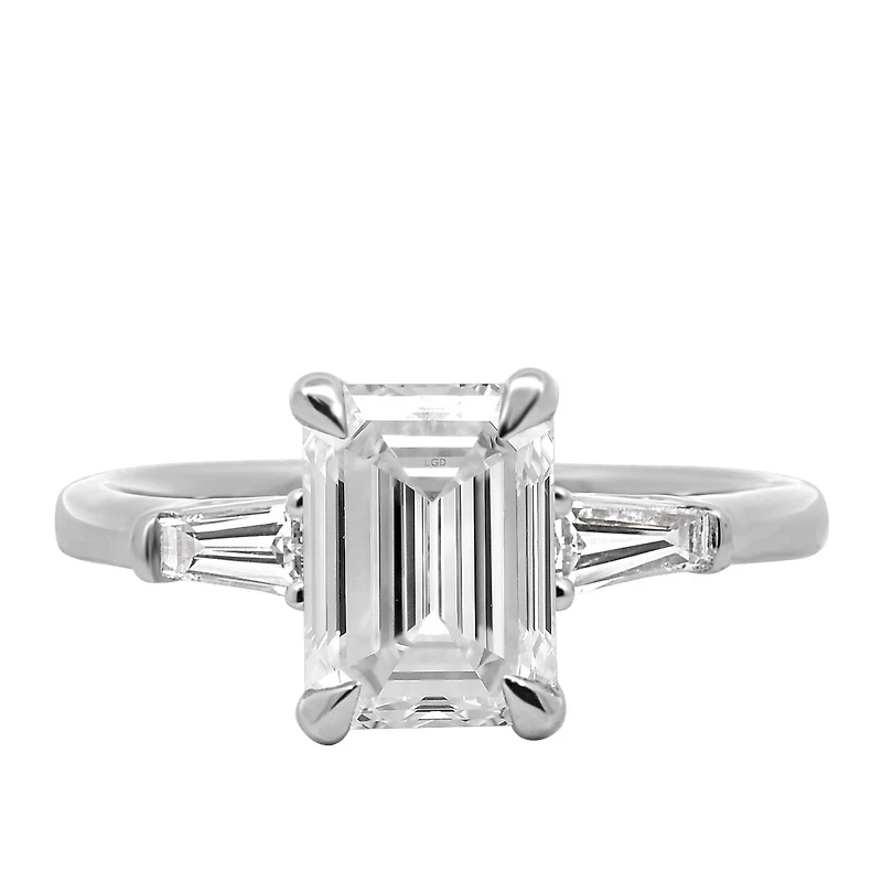 Emerald Cut Engagement Ring with 2.80 Carat TW of Lab Created Diamonds in 14kt White Gold