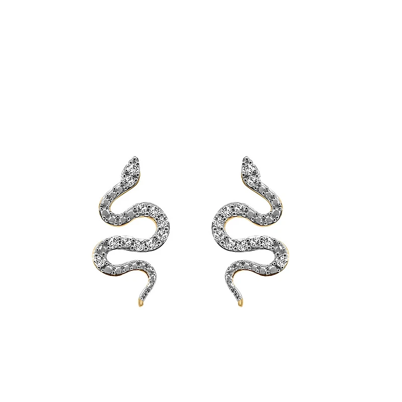 Esme Snake Earrings with .10 Carat TW of Diamonds in 10kt Yellow Gold