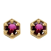 Earrings with 5MM Round Rhodolite Garnet in 10kt Yellow Gold