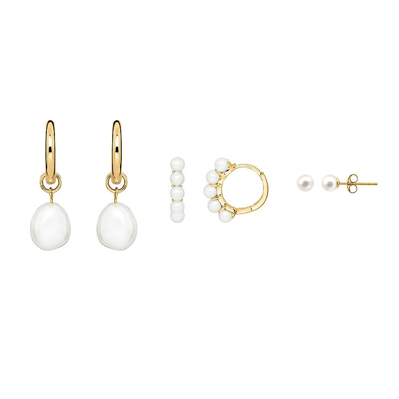 Start Your Stack Earring Edition with Pearls in Gold Plated Sterling Silver
