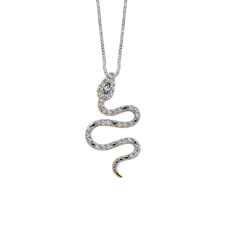 Esme Snake Pendant with .15 Carat TW of Diamonds in 10kt Yellow Gold with Chain