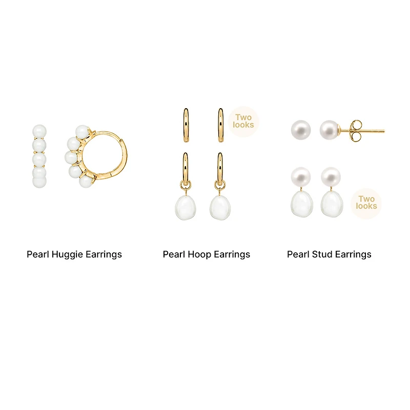 Start Your Stack Earring Edition with Pearls in Gold Plated Sterling Silver