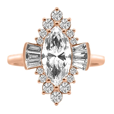 Marquise Halo Engagement Ring with 2.10 Carat TW of Lab Created Diamonds in 14kt Rose Gold