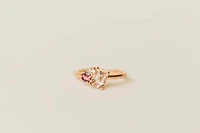 Ring with 7X5MM Emerald Cut Morganite, Pink Tourmaline and White Topaz in 10kt Rose Gold