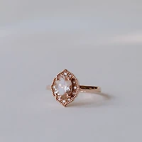 Ring with 8X6MM Oval Morganite and .08 Carat TW of Diamonds in 10kt Rose Gold