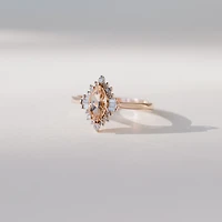 Ring with 8X4MM Marquise Morganite and .15 Carat TW of Diamonds in 14kt Rose Gold