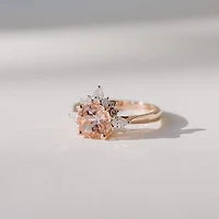 Ring with 7MM Round Morganite and .25 Carat TW of Diamonds in 14kt Rose Gold