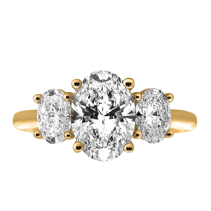 Oval Trinity Engagement Ring with 3.00 Carat TW of Lab Created Diamonds in 14kt Yellow Gold