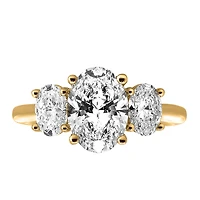 Oval Trinity Engagement Ring with 3.00 Carat TW of Lab Created Diamonds in 14kt Yellow Gold