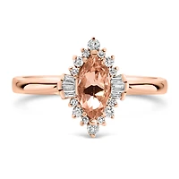 Ring with 8X4MM Marquise Morganite and .15 Carat TW of Diamonds in 14kt Rose Gold