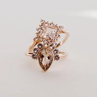 Ring with 6MM Morganite and White Topaz in 10kt Rose Gold