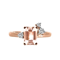 Ring with 8X6MM Emerald Cut Morganite and .15 Carat TW of Diamonds in 14kt Rose Gold