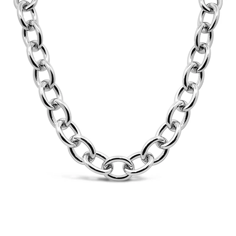 15″-17.25″ 10.5MM Astrid Oval Link Necklace in Sterling Silver