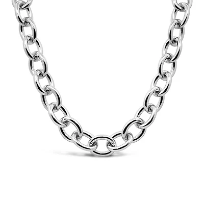 15″-17.25″ 10.5MM Astrid Oval Link Necklace in Sterling Silver