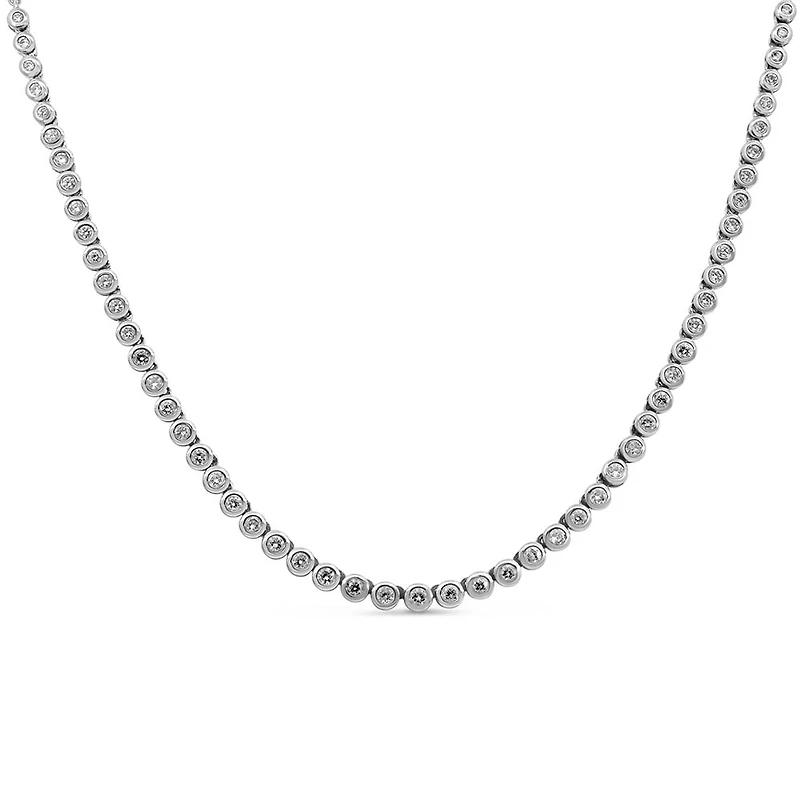 15.5″-17.5″ Tennis Necklace with 1.00 Carat TW of Diamonds in 14kt White Gold