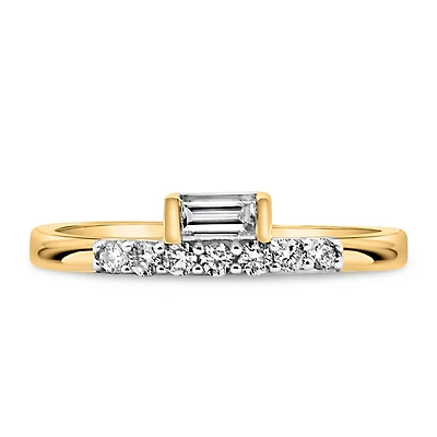 Radiant Baguette Cut Diamond Ring with .25 Carat TW in 10kt Yellow Gold