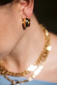 8MM Adeline Edge Hoop Earrings in Gold Vermeil Sterling Silver