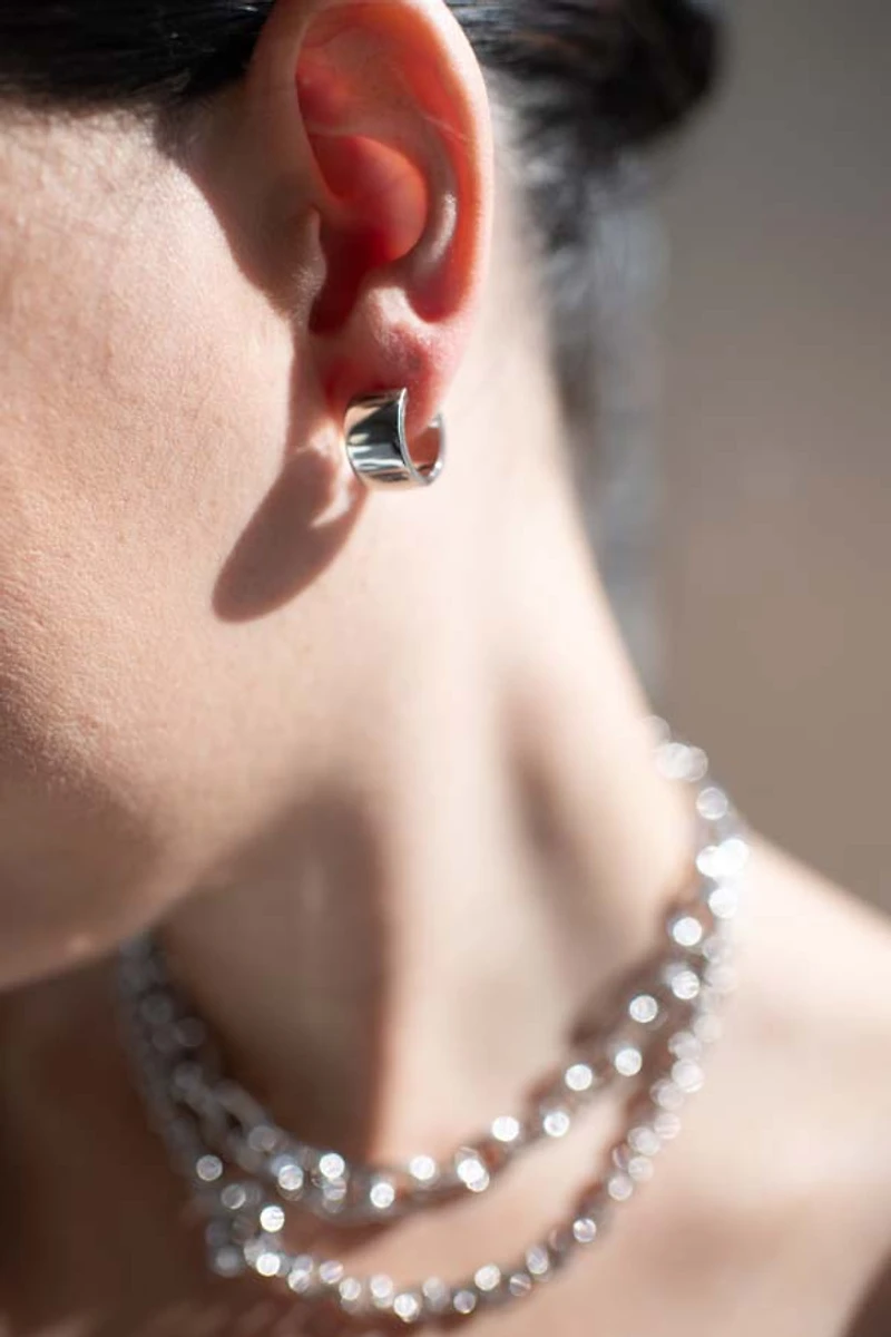 8.5MM Allie Cigar Hoop Earrings in Sterling Silver