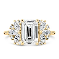Emerald Cut Engagement Ring with Carat TW of Lab Created Diamonds in 14kt Yellow Gold
