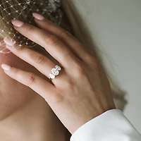 Oval Trinity Engagement Ring with 3.00 Carat TW of Lab Created Diamonds in 14kt Yellow Gold