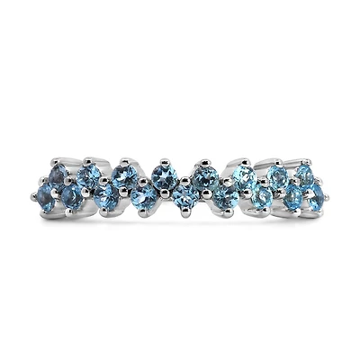 Stackable Ring with Swiss Blue Topaz in 10kt White Gold