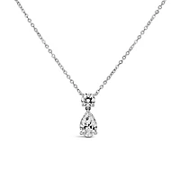 Pear Pendant with 1.00 Carat TW of Lab Created Diamonds in 14kt White Gold with Chain