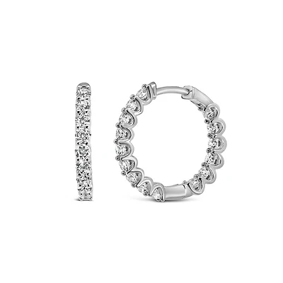 19MM Pave Hoop Earrings with 1.50 Carat TW of Lab Created Diamonds in 14kt White Gold